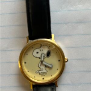 Armitron Gold and Black Watch with Snoopy Design